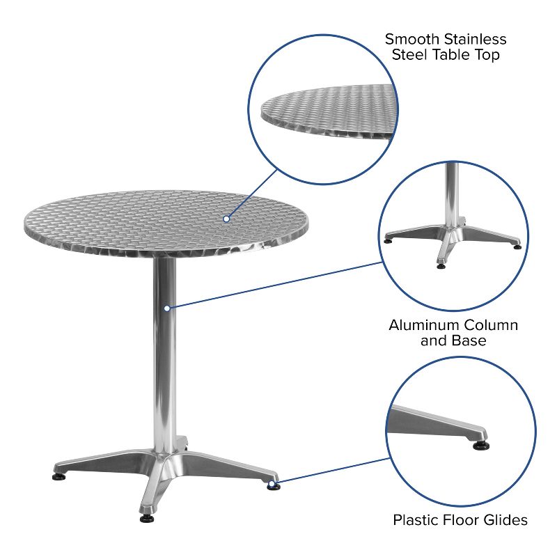 Flash Furniture Mellie 27.5'' Round Aluminum Indoor-Outdoor Table with Base, 3 of 8