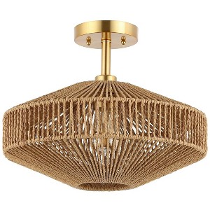 Janora 15.75" Flush Mount - FLU4106 - Natural/Gold - Safavieh - 1 of 4