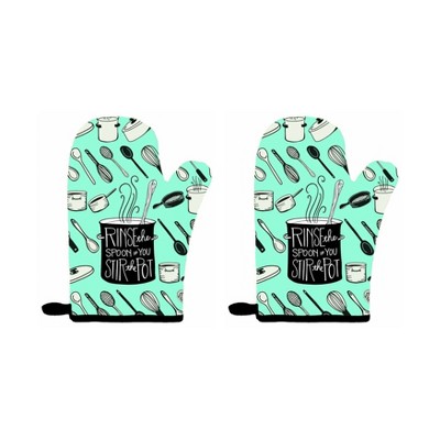 June Clever Rinse The Spoon If You Stir The Pot Funny Oven Mitt (2-Pack)