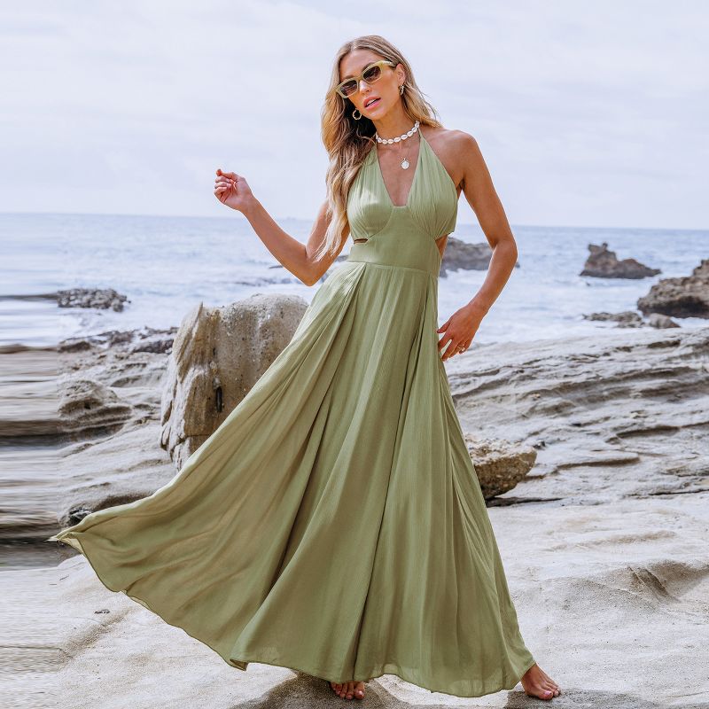 Women's Sage Plunging Halter Cutout Maxi Dress - Cupshe, 3 of 7