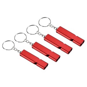 Unique Bargains Aluminum Alloy Camping Hiking Boating Survival Signal Double Tubes Whistles 4 Pcs - 1 of 4