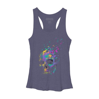 Women's Design By Humans Defragged Colorful Skull By DBHOriginals Racerback Tank Top