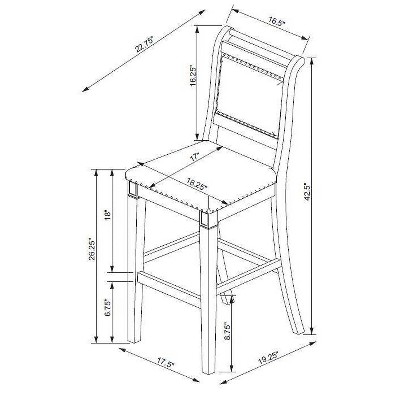 Natural Wood Counter Stool with Stripe Upholstery