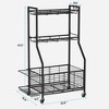 MOEPISY 23inch W Sports Equipment & Toy Storage Rack with Wheels, 3-Tier Ball Organizer for Balls, Rackets & Sports Gear - 2 of 4