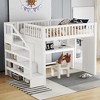 Twin/Full Size Loft Bed with Movable Desk, Storage Stairs & Shelves - ModernLuxe - 3 of 4