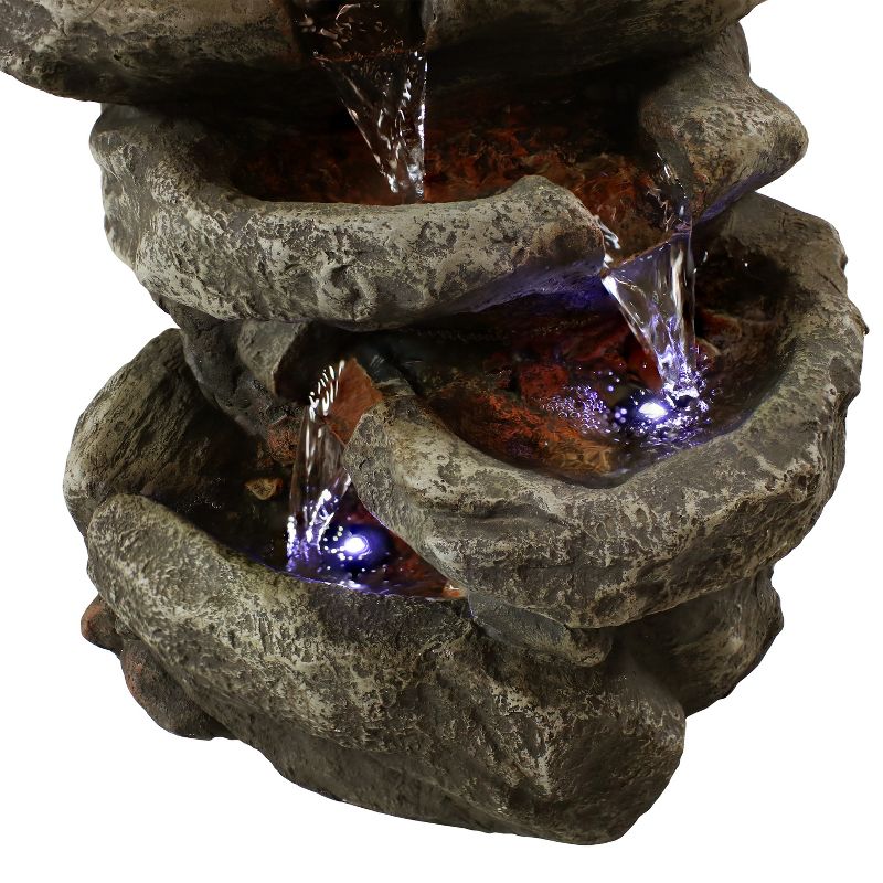 Sunnydaze Indoor Home Office Relaxing 6-Tiered Stone Falls Tabletop Water Fountain with LED Lights - 15", 6 of 17