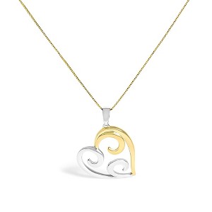 Haus of Brilliance 10K Yellow Gold Over Silver Open Heart with Swirls Box Chain Pendant Necklace - 1 of 4