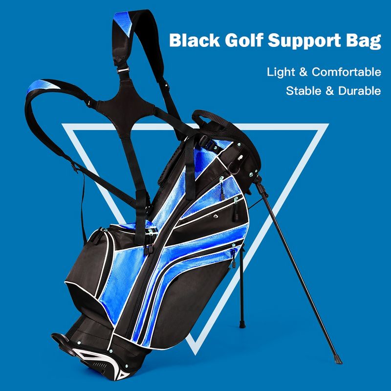 Costway Golf Stand Cart Bag Club w/6 Way Divider Carry Organizer Pockets Storage Blue, 5 of 11