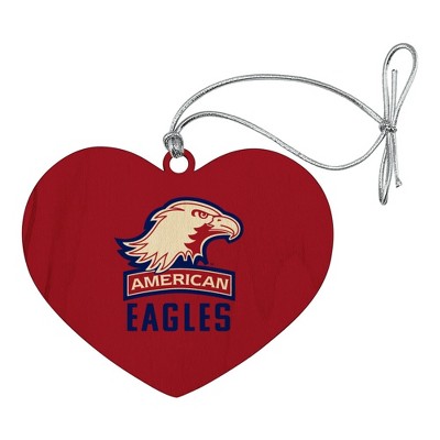 American University Eagles Logo Heart Love Wood Christmas Tree Holiday Ornament