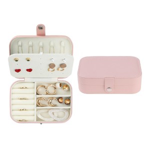 Unique Bargains Women's Portable PU Leather Travel Jewelry Storage Organizer Case - 1 of 4