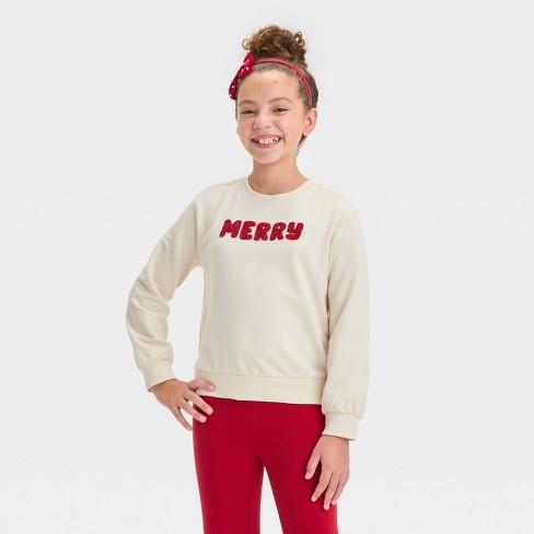 Girls' French Terry Pullover Sweater - Cat & Jack™ - image 1 of 4