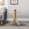 Royal Hampton Intricately Carved Mango Wood Side End Table with Round Top and Pedestal Base - 2 of 4