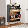 Rattan Shoe Cabinet for Entryway, Holds 12-18 Pairs of Shoes, Anti-Tip Design for Closet, Bedroom and Hallway - 2 of 4