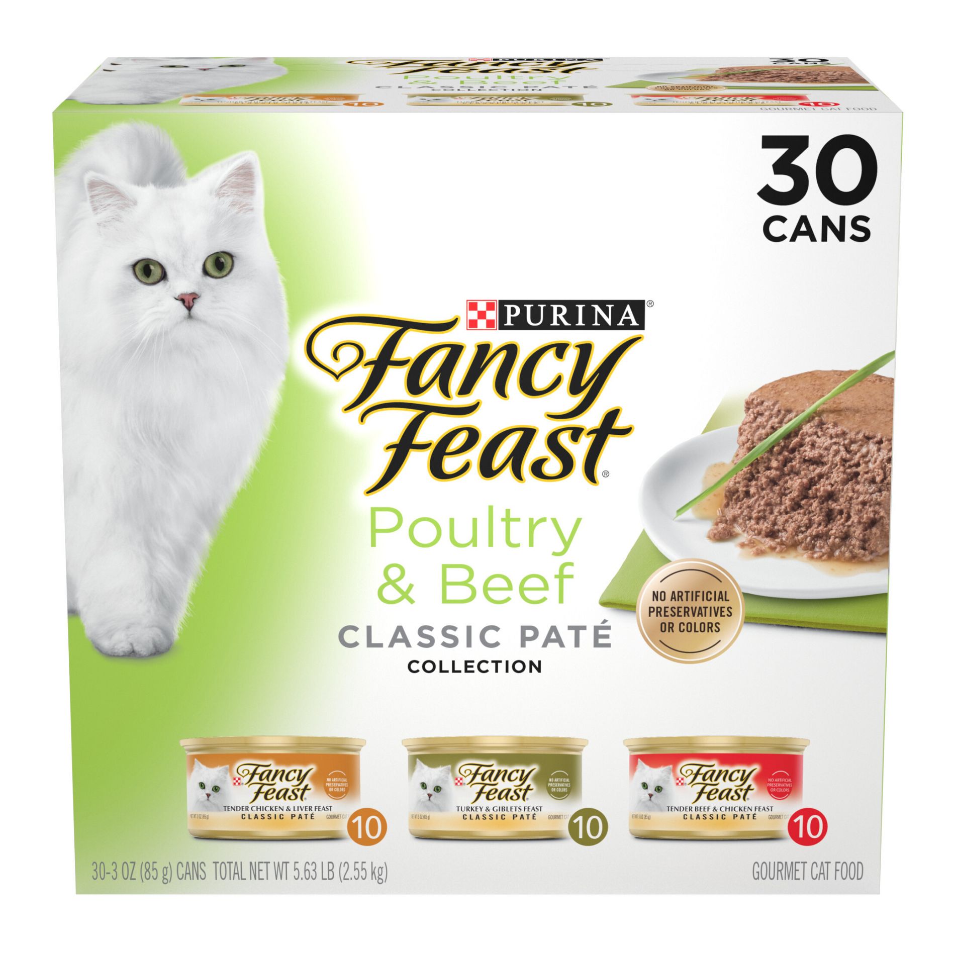 Purina Fancy Feast Classic Paté Variety Pack Chicken, Turkey & Beef Flavor Wet Cat Food Cans - 30ct/3oz