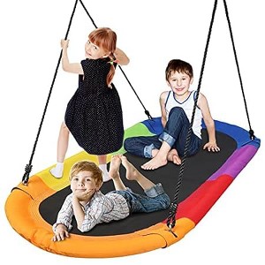 SereneLife Heavy-Duty Oval Swing for Kids & Adults - Indoor/Outdoor Use, Rainbow Design - 1 of 1