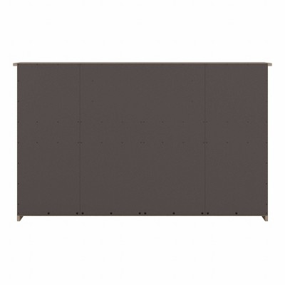 Ash Gray Transitional 60W Desk Hutch with Fluted Glass Door