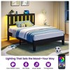 Greenstell Wooden Bed Frame with Headboard, Charging Station & LED Lights - Wood Slat Support Foundation, No Box Spring Needed - 3 of 4
