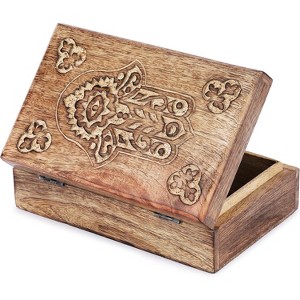 Hand Carved Wooden Keepsake Box, Elegant Vintage Memory Storage Box for Jewelry and Valuables, Gift for All Occasions - 1 of 4