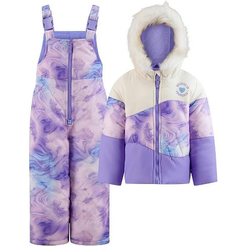 LONDON FOG Girl's Heavyweight 2-Piece Puffer Coat & Snow Bib Snowsuit Sets - image 1 of 4