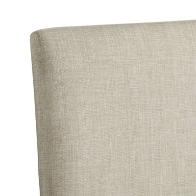 Mara Taupe Upholstered Side Chair with Oak Finish and Nailhead Trim