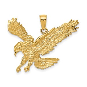 Black Bow Jewelry 14k Yellow Gold Textured Landing Eagle Pendant - 1 of 4