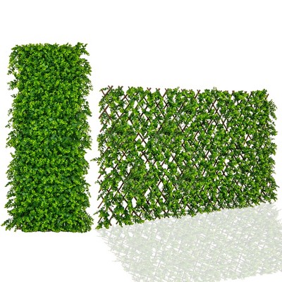 Tangkula Expandable Fence Privacy Screen Decorative Faux Eucalyptus Fencing Panel