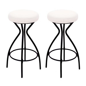 TiramisuBest Set of 2 Adjustable Swivel Bar Stools with Storage, Khaki Faux Leather, 360° Armless Counter Chairs with Metal Base - 1 of 4