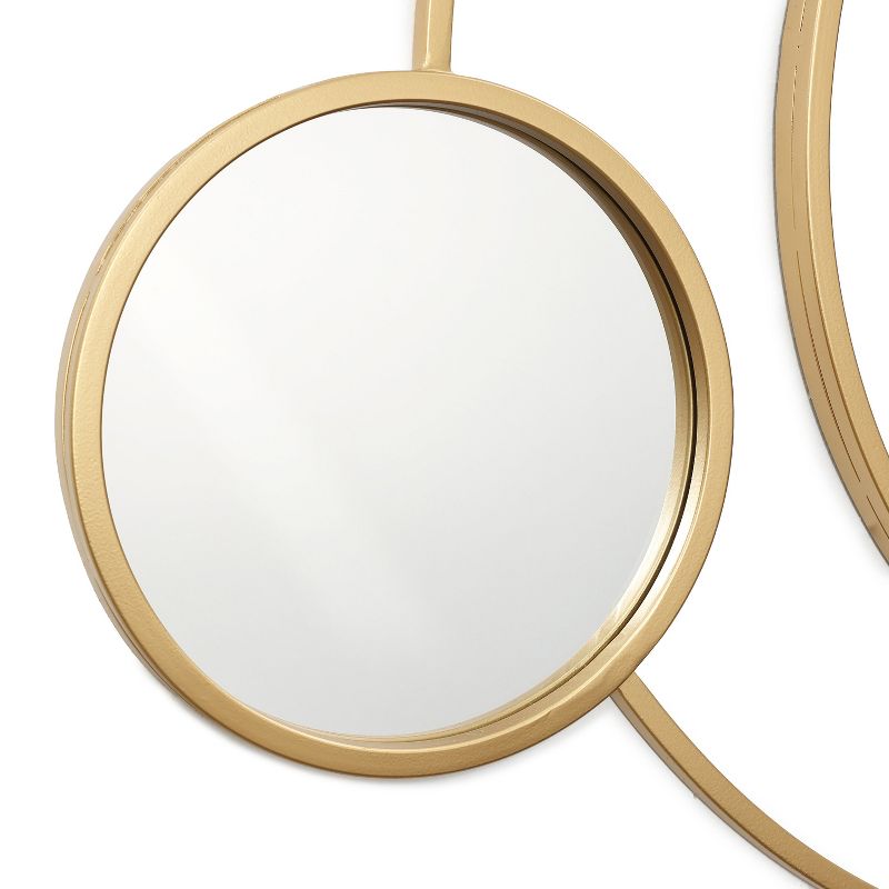 LuxenHome Orbit Modern Gold Metal Frame Round Wall Mirror, 5 of 10
