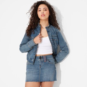 Women's Moto Micro Mini Denim Skirt - Wild Fable™ Medium Wash - 1 of 3