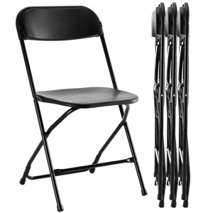 SEVOBAL Folding Chair 4 Pack Indoor Outdoor Portable Stackable Foam Cushion for Events Offices Weddings Picnics Restaurants, Black, 17.5"*18.1"*31.2" - 1 of 4