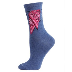 Memoi Women's Bandana in Pocket Bamboo Blend Crew Socks - 1 of 4