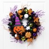 Northlight Jack-O-Lantern in Witches Hat Halloween Pine Wreath, 24-Inch, Unlit - 2 of 4