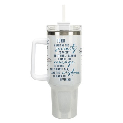Elanze Designs Serenity Prayer Lord Grant Me Flowers 40 oz. Stainless Steel, Large Water Bottle Coffee Mug, Spill & Leak Resistant, Thermal Travel