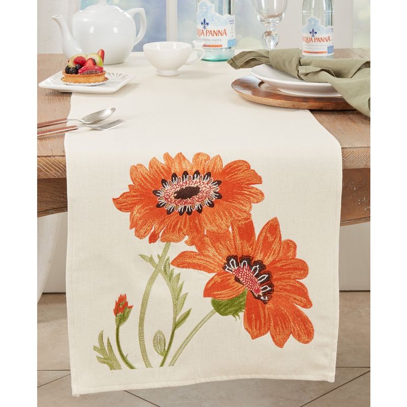 Saro Lifestyle Springtime Charm Embroidered Flowers Table Runner, 3 of 4