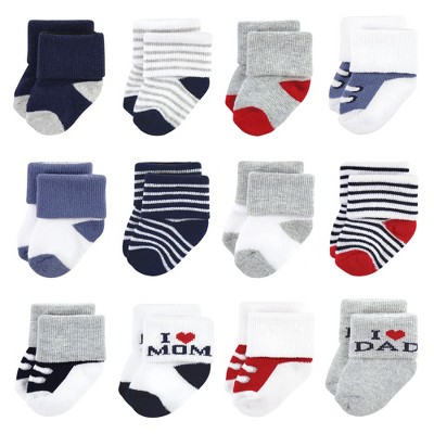 Baby Socks- 6-12 Months - Pack of 3 Pairs - I Love Mom Dad Socks by