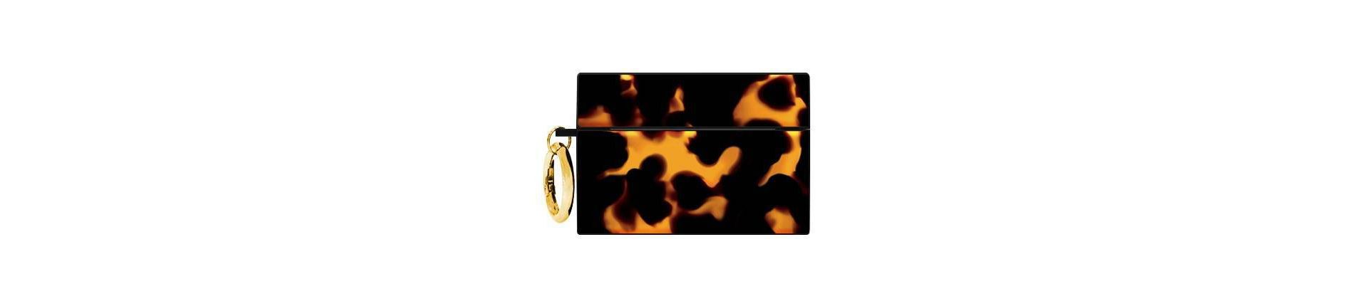 Flaunt Square AirPods Pro (1st/2nd gen.) Case - Tortoise Print with Gold Ring Clip