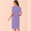 cheibear Women's Ruffled V-Neck Short Sleeve Pullover Pajama Midi Nightgown - 3 of 4