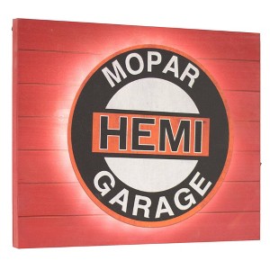 Vintage Mopar Hemi Metal Backlit LED Wall Sign - American Art Decor: Illuminated Garage Decor, Horizontal Panel - 1 of 4