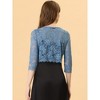 Allegra K Women's Elegant 3/4 Sleeve Sheer Floral Lace Cropped Bolero ...