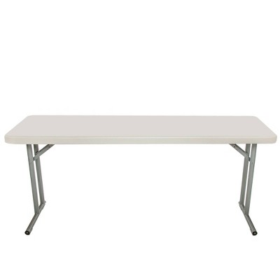 72'' Light Gray Plastic Folding Seminar Table with Steel Frame