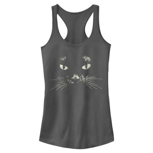 Juniors Womens Lost Gods Black Cat Face Racerback Tank Top - 1 of 3
