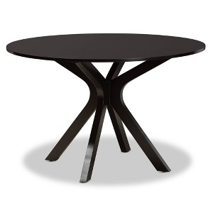 Baxton Studio 48" Kenji Wide Round Wood Dining Table Dark Brown: Seats Six, MDF Construction - 1 of 4