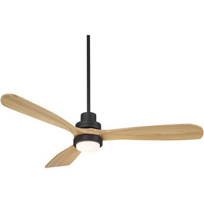 Casa Vieja 52" Delta Modern Indoor Outdoor Ceiling Fan 3 Blade CCT LED Light Remote Control Matte Black Finish Wood Blades Bedroom Patio DC Motor