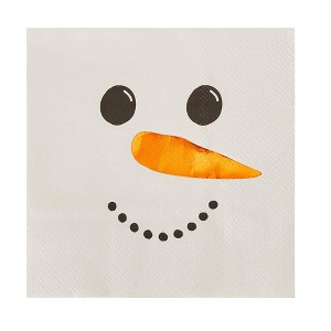 Juvale 50-Pack White Snowman Disposable Paper Cocktail Napkins, Christmas Holiday Party Supplies - 1 of 4