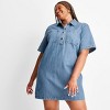 Women's Denim Mini Shirtdress - Future Collective Medium Wash - 3 of 3