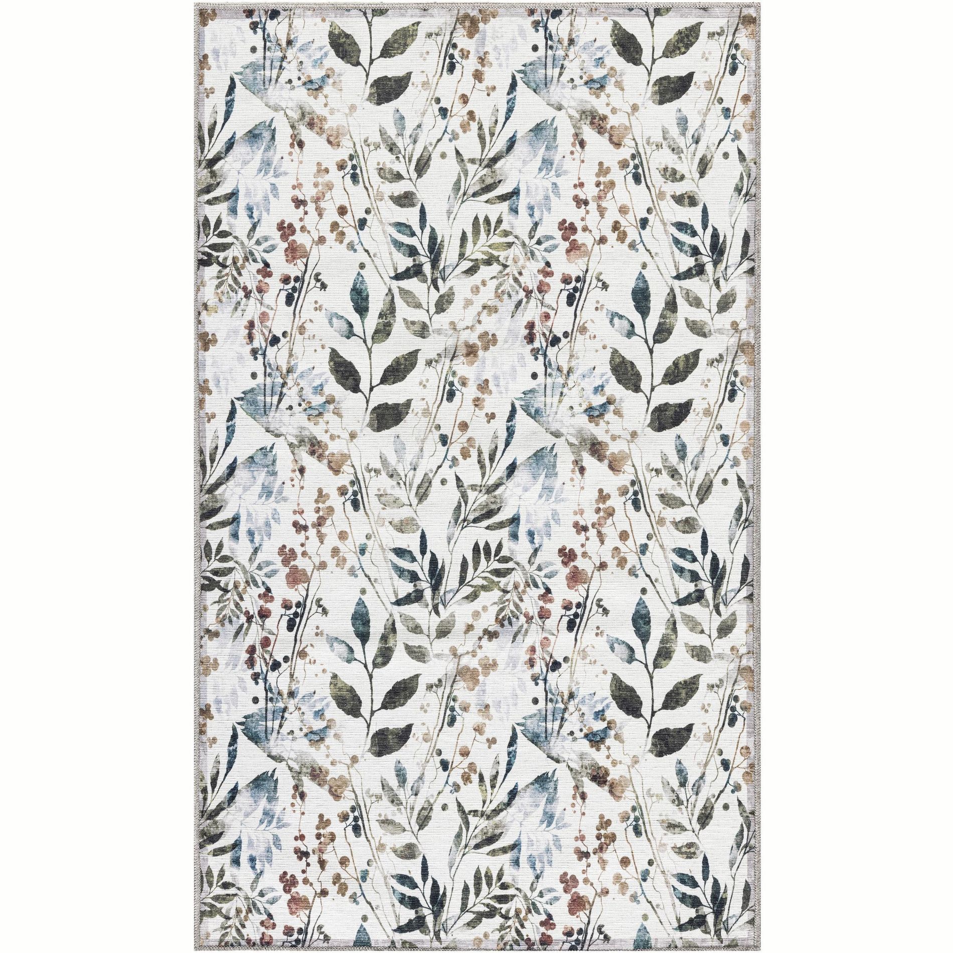 Nourison Nourison Washables 2' x 3' Ivory Multicolor Contemporary Indoor Non-Slip Flatweave Rug
