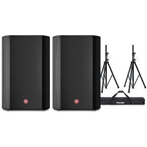 Harbinger VARI V1115 15" Powered Speakers Pair With Speaker Stands - 1 of 4