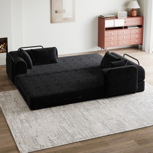 78.7in Convertible Sleeper Sofa Bed with Cylindrical Pillow,Chenille Folding Mattress Couch ,Folding Sofa Bed with Side Pocket,for Living Room Bedroom - 1 of 1