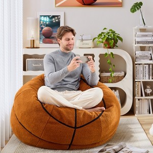 Inhand Sports Football Bean Bag Chair - Oversized Bean Bag Sofa Couch with Filler - Football Plush BeanBag for Living Room Bedroom Dorm Office - 4ft - 1 of 4