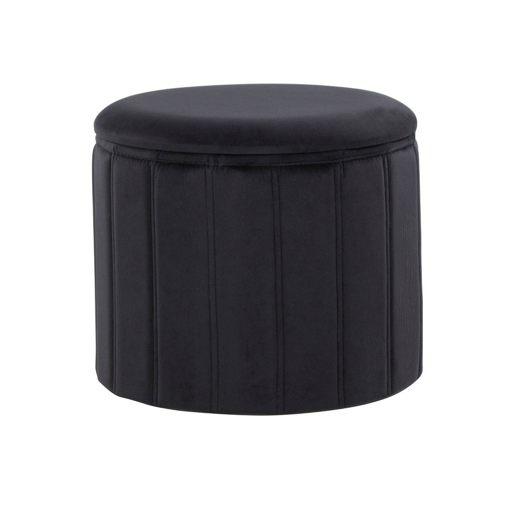 LumiSource Lindsey Folding Ottoman Black Velvet